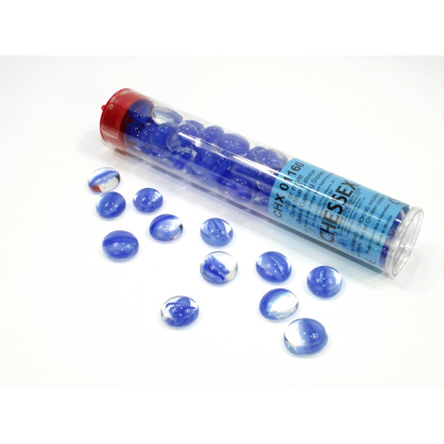 CHX 01160 Catseye Dark Blue Glass Stones Tube
