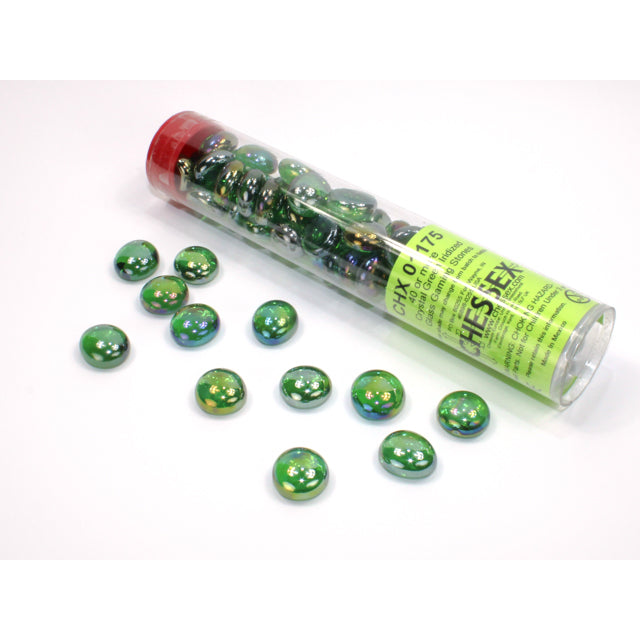 CHX 01175 Iridized Green Glass Stones Tube