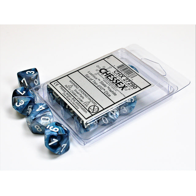 CHX 27290 Lustrous Slate/white Set of Ten d10s