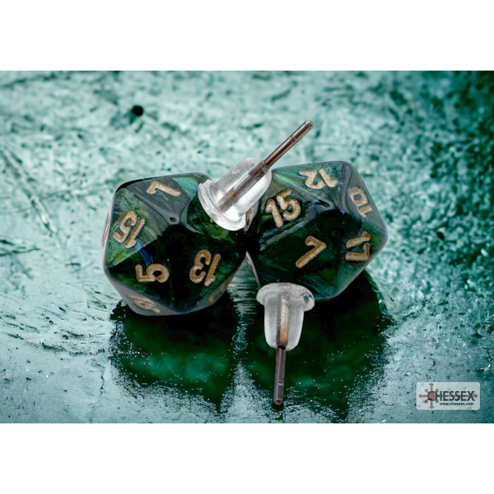 CHX 54504 Stud Earrings Scarab® Jade Mini-Poly d20 Pair