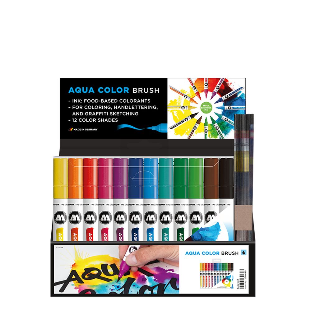 Molotow - Displays - Aqua Color Brush Sets Stand Display (Stand with Stock)
