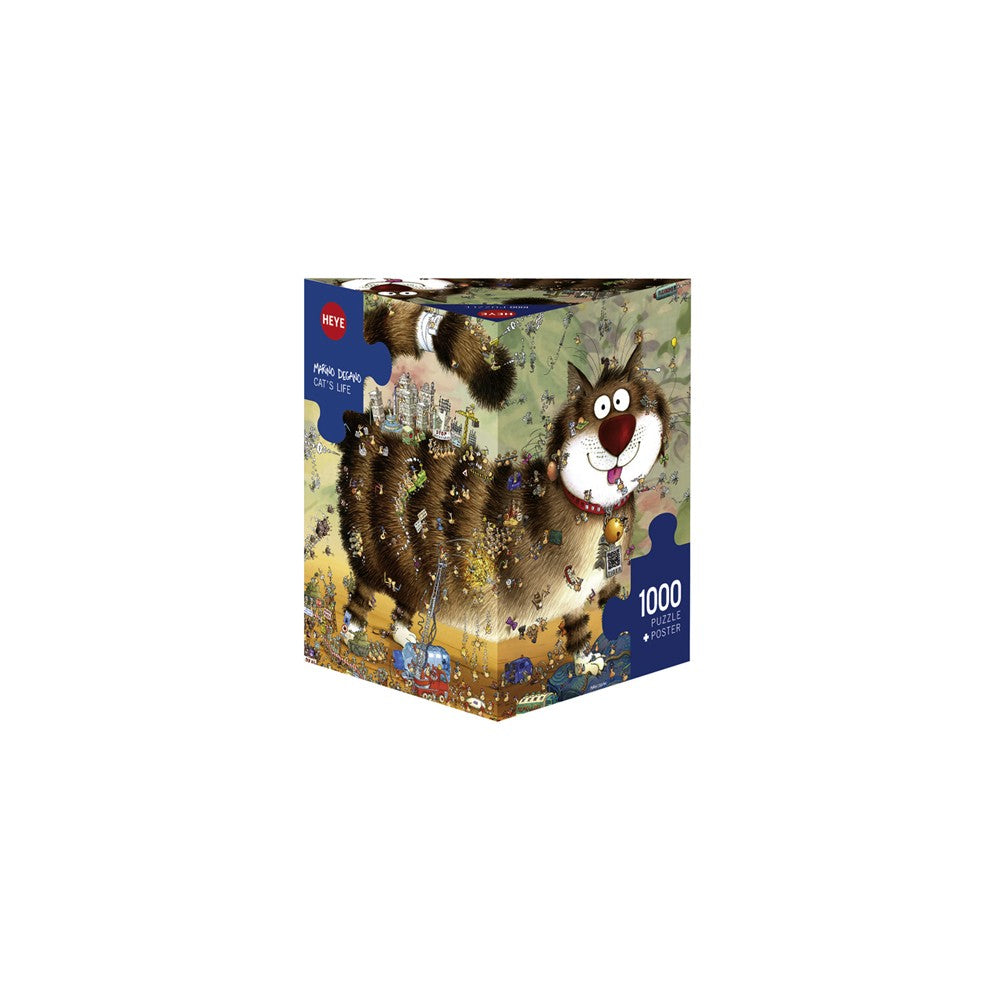 Puzzle - Heye - Triangular Box - Degano; Cat's Life 1000Pcs