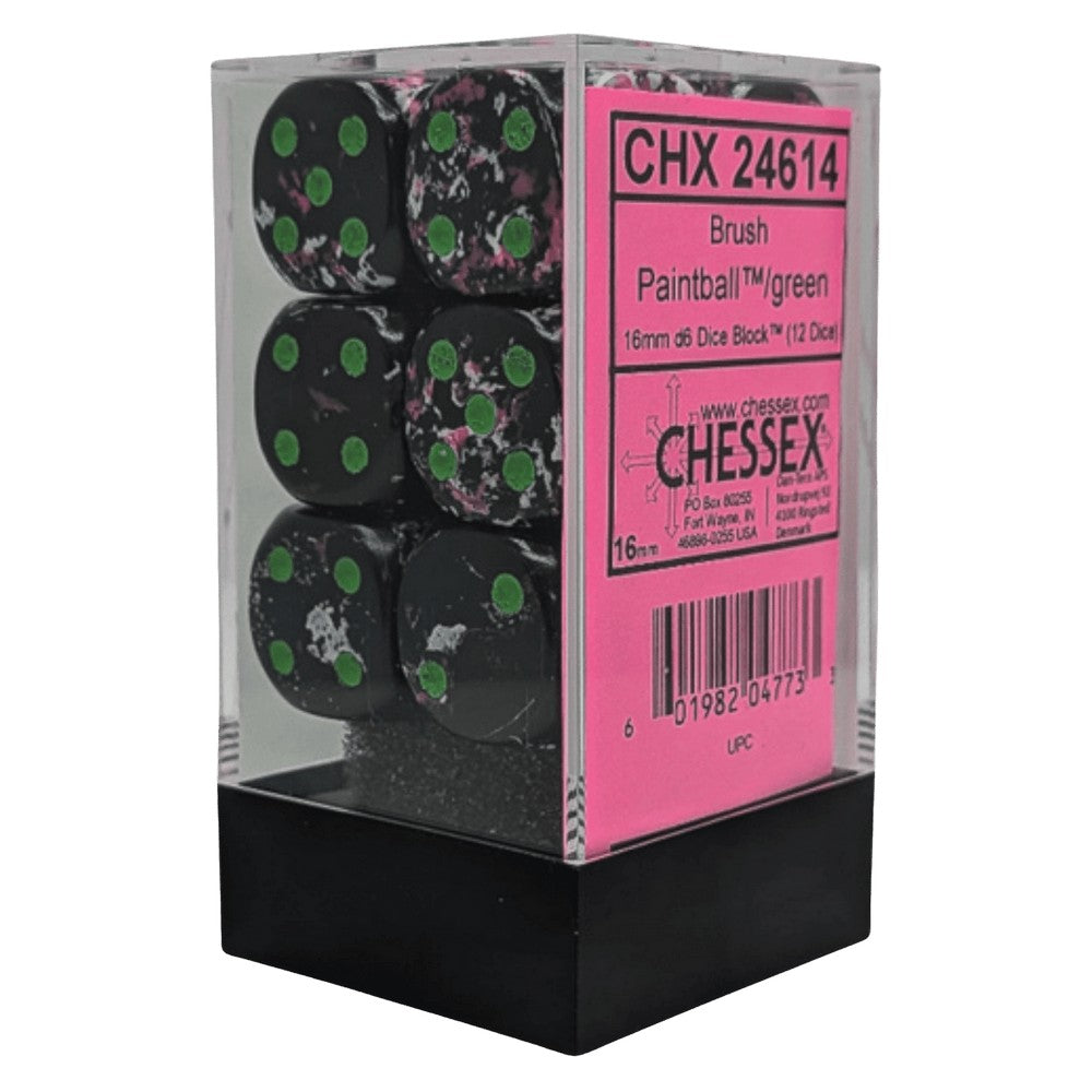 CHX 24614 Brush Paintball/green 16mm d6 Dice Block (12 dice)