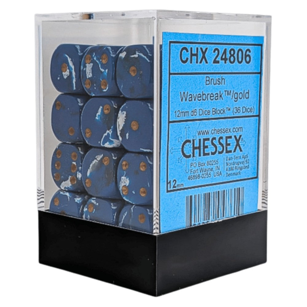 CHX 24806 Brush Wavebreak/gold 12mm d6 Dice Block (36 dice)