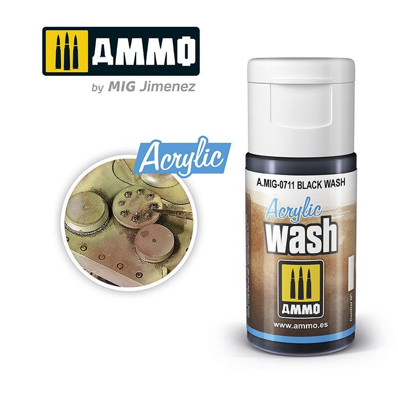 Ammo by MIG - Acrylic Washes - Black Wash 15ml