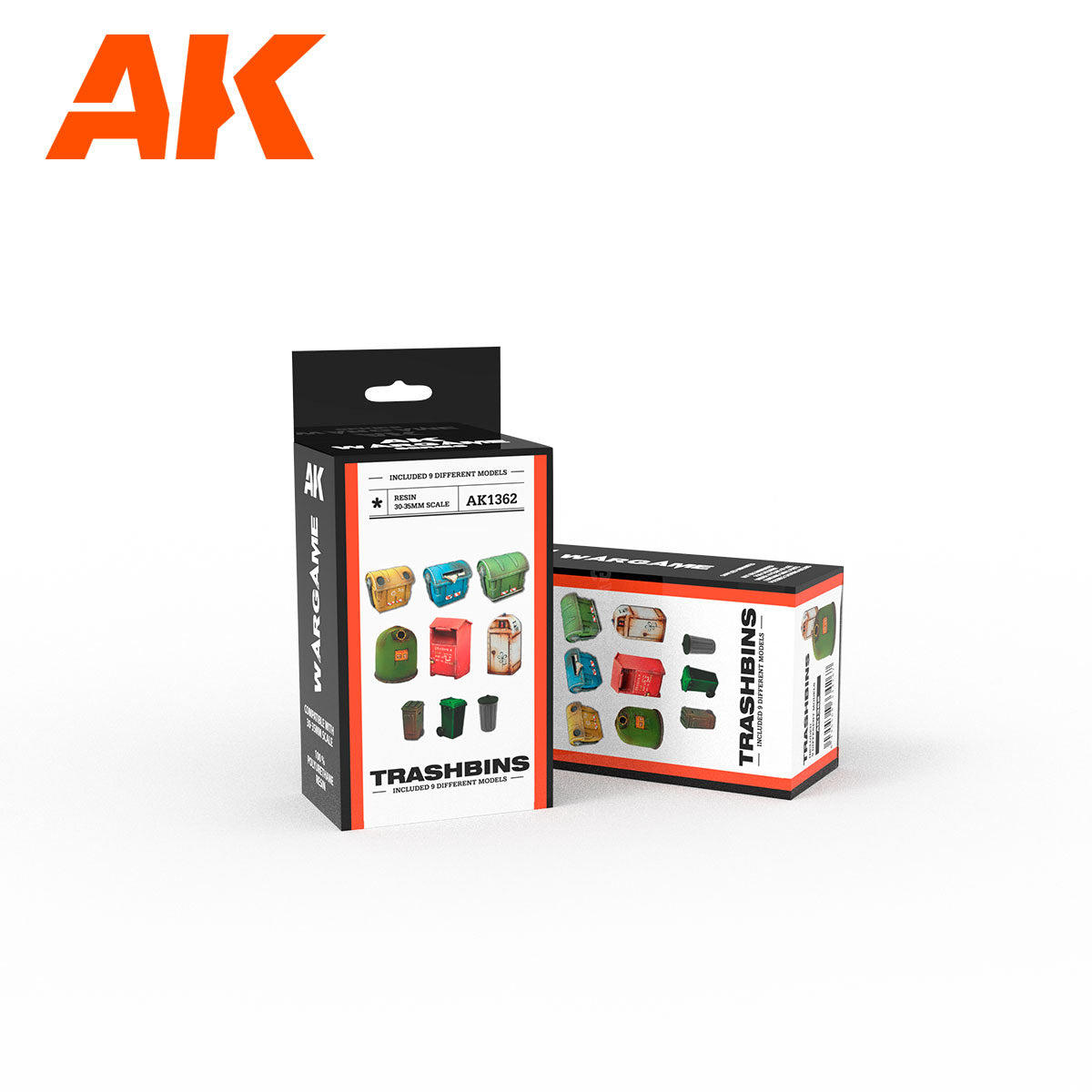 AK Interactive - Resins - Wargame Resin Scenery - Trashbins Scenography Wargame Set (30-35mm)
