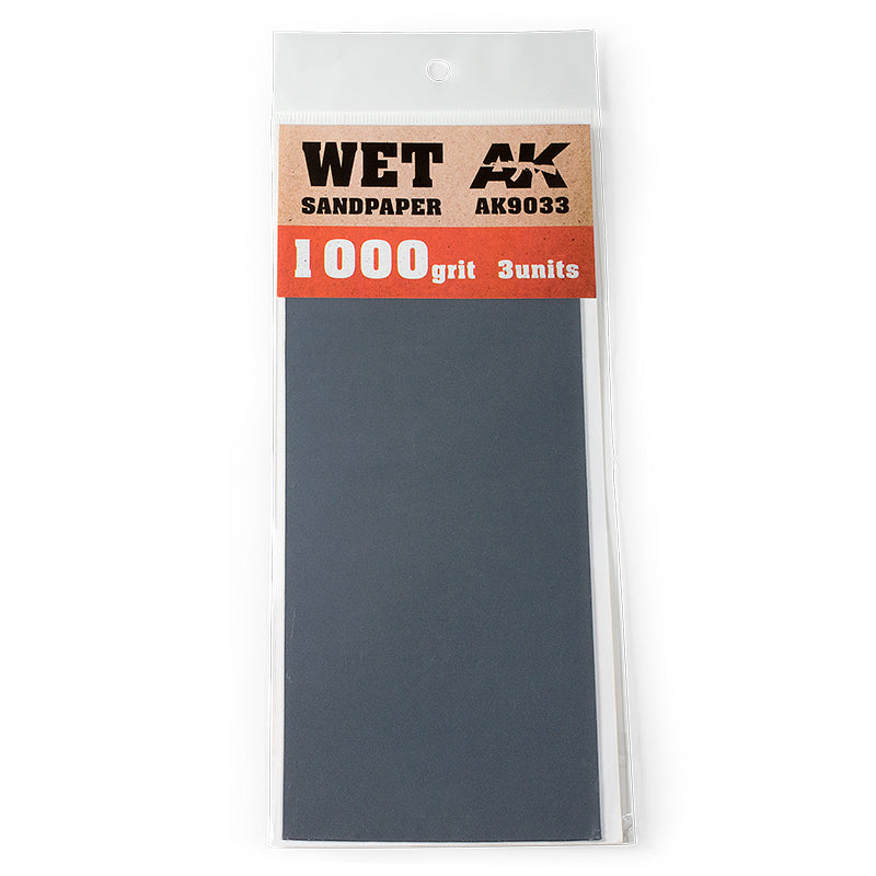 Ak Interactive - Tools - Wet Sandpaper 1000 grit. 3 Units