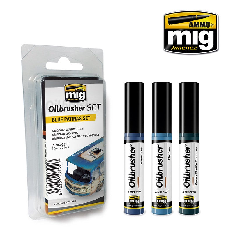 Ammo by MIG - Oilbrushers - Blue Patinas Set