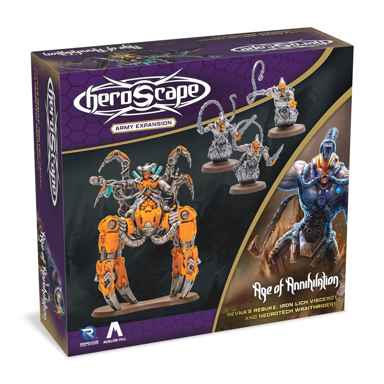 Heroscape - Revnas Rebuke - Iron Lich Viscerot and Necrotech Wraithriders Army Expansion