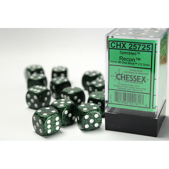 CHX 25725 Speckled Recon 16mm d6 Dice Block (12 dice)