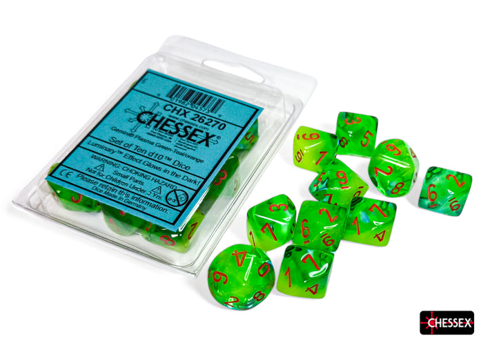 CHX 26270 Gemini Plasma Green-Teal/orange Luminary Set of 10 d10s