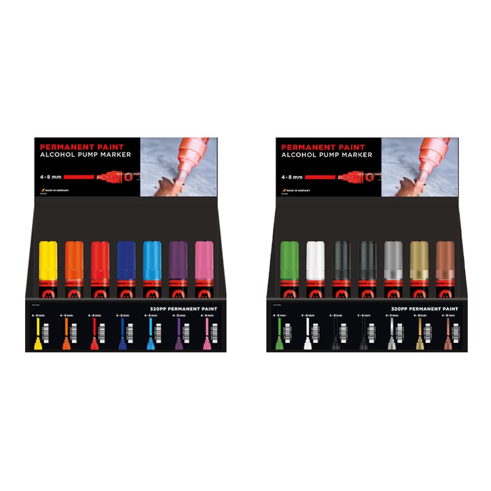 Molotow - Displays - 320PP Alcohol Pump Marker A+B Stand Display (Stand with Stock)