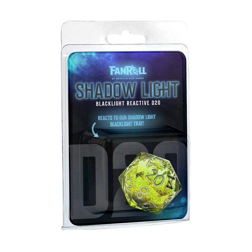 Fanroll: Shadow Light UV Reactive Individual d20 Elixir Liquid Core Dice