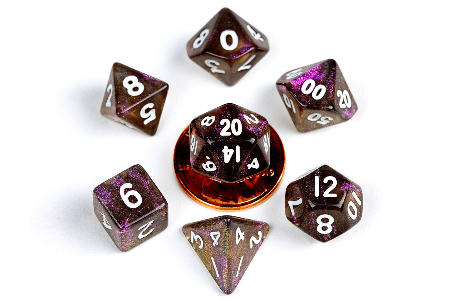 Fanroll: 10mm Mini Polyhedral Dice set: Stardust Supervolcano