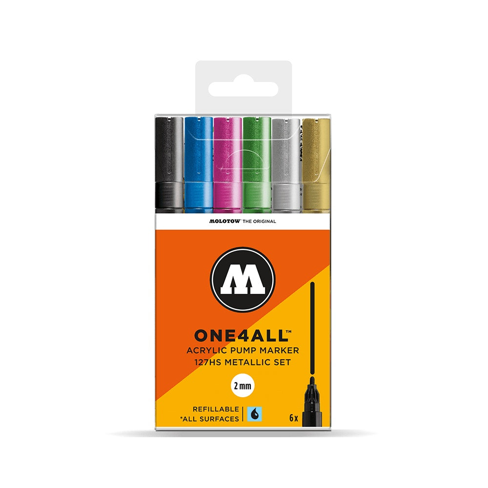 Molotow - Markers - One4All - 127HS - Wallet Metallic 6Pc 2mm Set