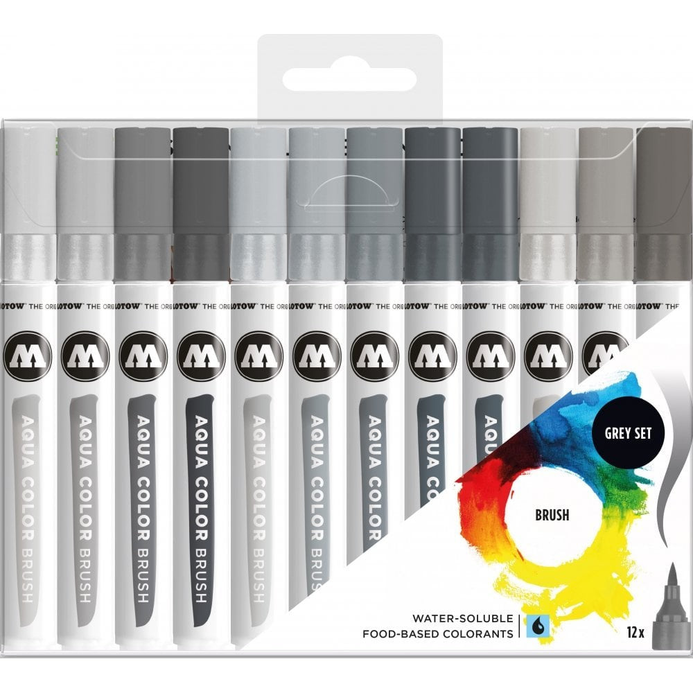 Molotow - Markers - Aqua - Color - Brush - Grey Set
