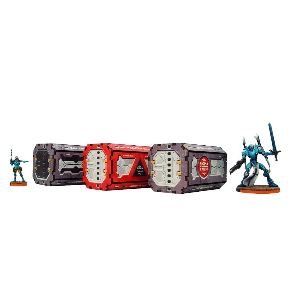 Micro Art Studio - Infinity Scenery - Precinct Sigma Containers (3) PREPAINTED (grey/red)