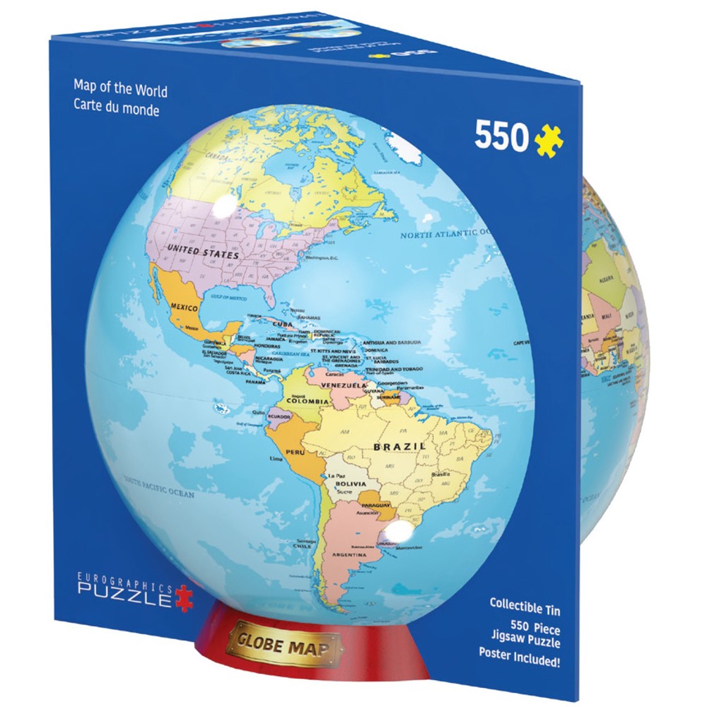 Puzzle - Eurographics - Map Of World 550pc Globe Tin