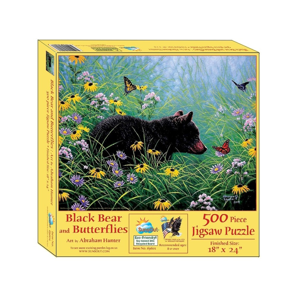 Puzzle - Sunsout - Black Bear & Butterflies 500Pc