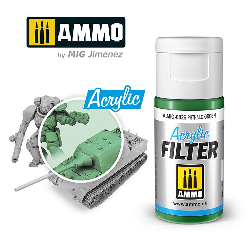 Ammo by MIG - Acrylic Filter - Phthalo Green