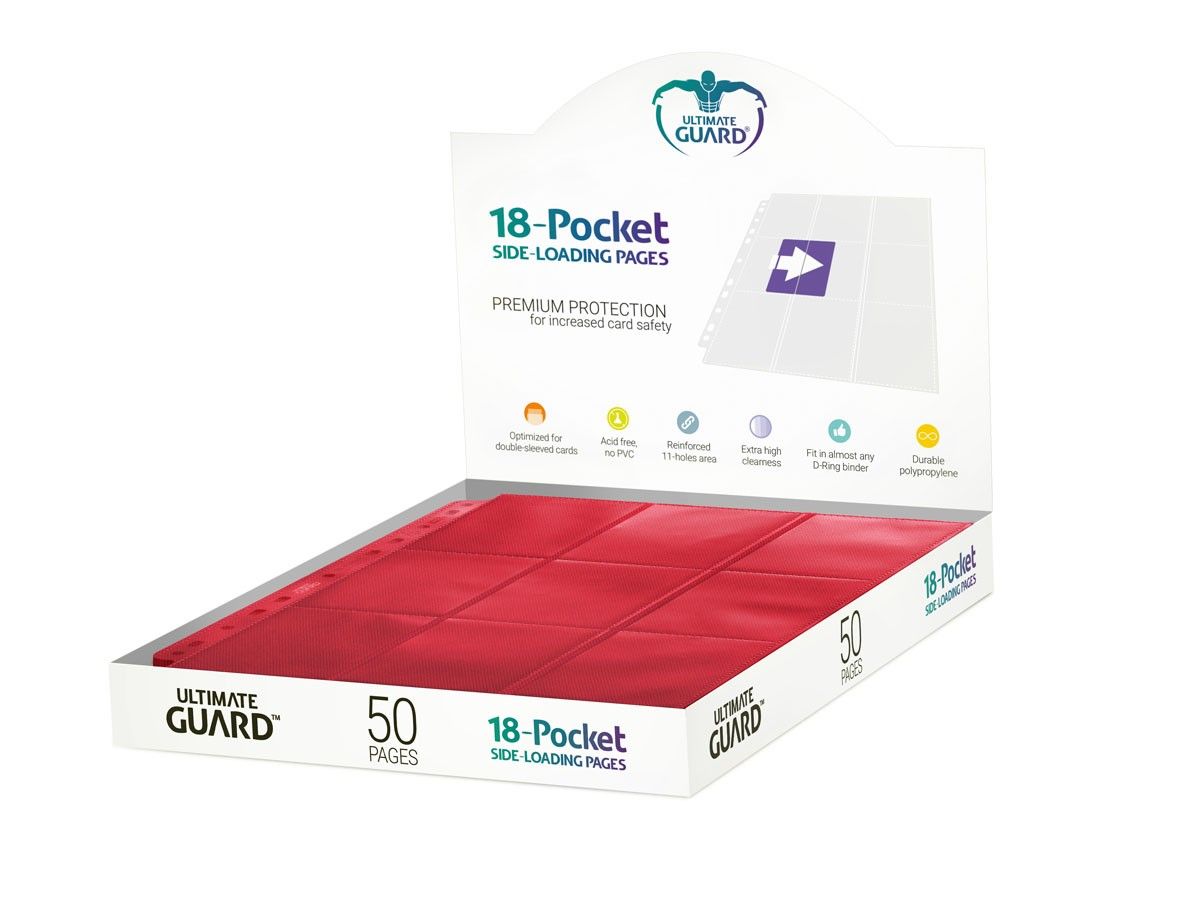 Ultimate Guard: Binder Pages 18-Pocket Side-Loading Red (50-Pack)